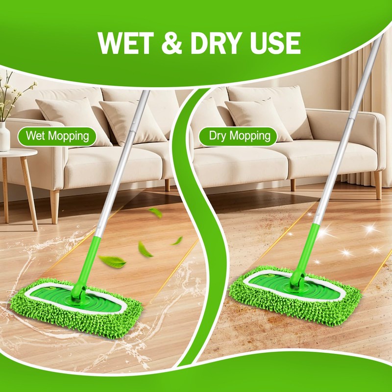 8 Pack Reusable Mop Pads Compatible with Swiffer Sweeper, Dry