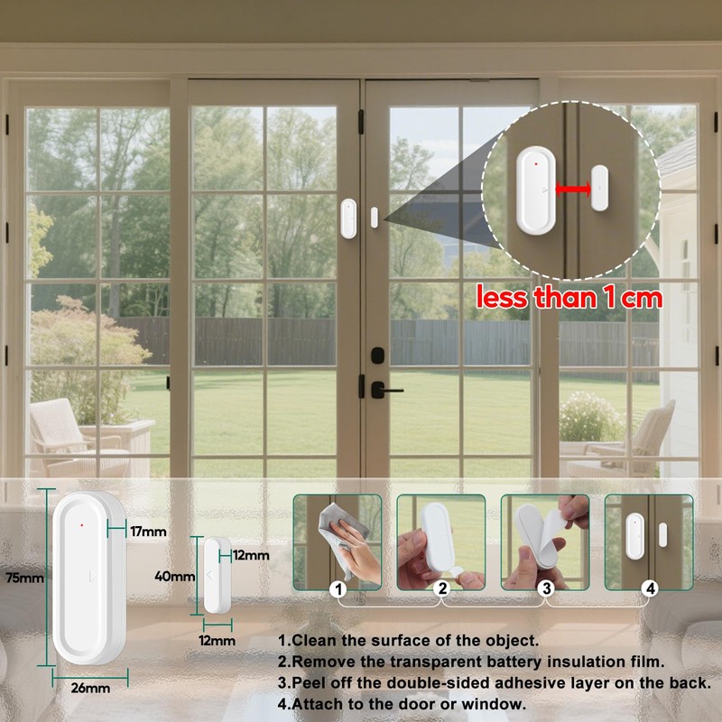 Cruxer Door Chime, Wireless Door Open Contact Sensor Alarm for