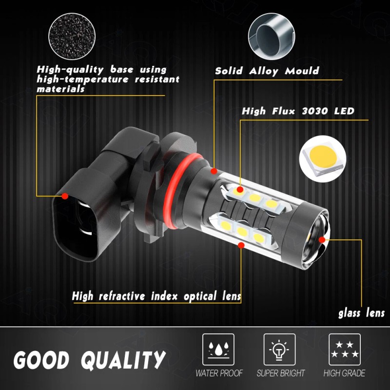 AuureLamp 9006 HB4 LED Fog Light Bulbs 4500K Golden For