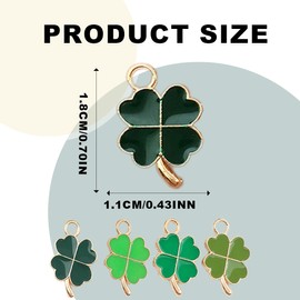 XPEX 48 Pieces Four Leaf Clover, Pendant Metal Necklaces Accessories DIY Crafts Jewellery Ornaments Car Key Ring Lucky Key Chain, Farewell Gift Students, Clover Small Gifts