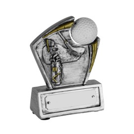 SilverTrophy: Golf Ball Trophy Shield Award - Ideal for Championships, Winners, Longest Drive, Nearest the Pin, Competition, Golfing Events & Presentations, Silver & Gold Affordable