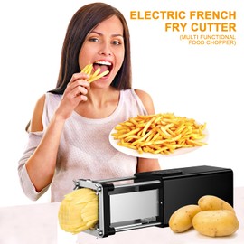 Fstcrt Electric French Fry Cutter, French fry Cutter Stainless Steel with 1/2 & 3/8 Inch Blade, Potato Fries Cutter, Professional Commercial and Household Potato Slicer, Use for Potato, Carrot, Apple