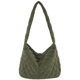 Makukke Corduroy Shoulder Bag Women's Large Shopper Bag Shoulder Bags Crossbody Bag for Work Office Travel Shopping School, Green