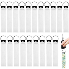 QWORK® Pack of 20 Sublimation Blanks Blank Neoprene Key Fob Blank Leather Key Fob Blank Sublimations, White