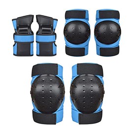 Knee Pads Elbow Pads Wrist Guards Set for Kids 3-15 Years,Protective Gear Set for Roller Skating , Cycling, Bike, Skateboard, Scooter Riding Sports Blue