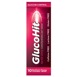 GlucoHit Glucose - Raspberry Flavour Chewable Tab X 10