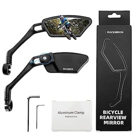 ROCKBROS - Espejos de bicicleta para manubrio HD resistente a explosiones para bicicleta Ebike espejo retrovisor ajustable de 360 grados, fácil de ins