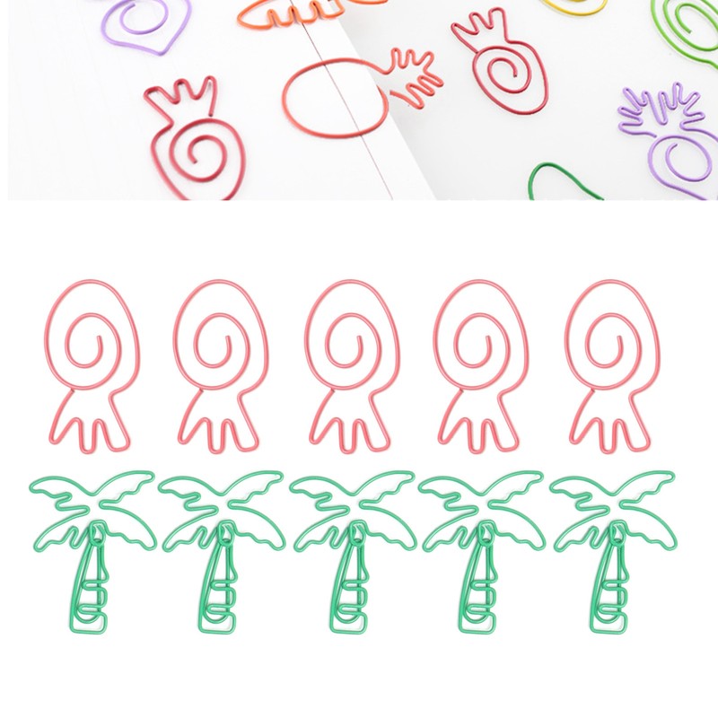 100pcs Paper Clips Portable Mini Electroplating Green Tree Pink Strawberry