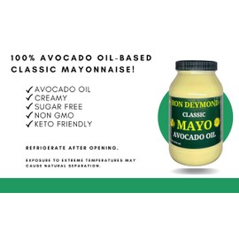 RON DEYMOND Avocado Oil-Based Classic Mayonnaise 32 oz, Keto Friendly, low Carb, Mayo for Sandwiches, Sauces, Dressings, Salads. Wraps & Burgers
