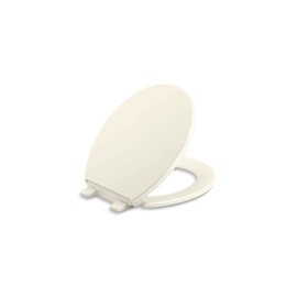 Kohler K-20111-96 Brevia Round Toilet Seat with Grip-Tight Bumpers, Quiet-Close Seat, Quick-Attach Hardware, Biscuit