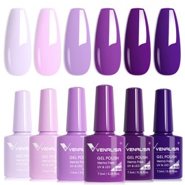 VENALISA Purple Gel Nail Polish 6 Colors Purple Gel Polish Set Soak Off UV Gel Salon Nail Art DIY at Home Manicure