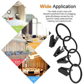 Pack of 40 Curtain Rings Curtain Rings Curtain Clip Curtain Rod 35 mm Curtain Clips with Clip Shower Curtain Metal Clips for Curtains and Curtain Poles, Black