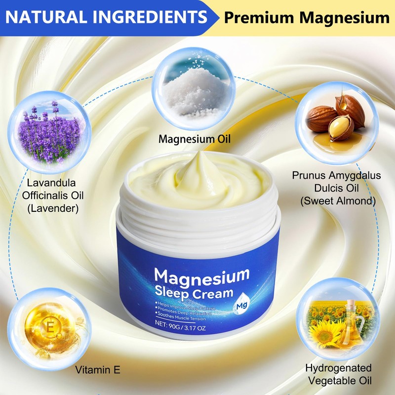 Magnesium Oil for Feet, Topical Magnesium Cream, High Concentration Genuine