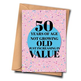 Fat Flamingos 50th Birthday Card - 50 Years of Age Not Growing Old Just Increasing in Value Funny Card From Her, Grandfather, Godmother (A5 - 5.8x8.3inch - 14.8x210cm) With Envelope