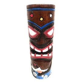 Tiki Totem 8" w/Mai Tai Cocktail - Hand Carved & Painted | #dpt535820g