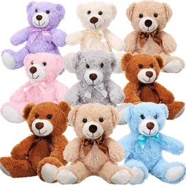Zhanmai 9-Pack 14" Plush Bears in 7 Colors for Graduation, Baby Shower, Wedding, Birthday Party Favors