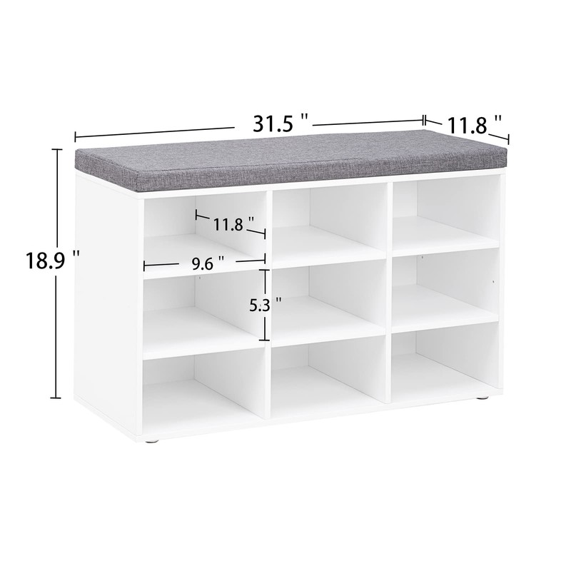 DINZI LVJ Shoe Storage Bench with Cushion, Cubby Shoe Rack