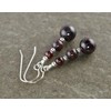 Graduated Dark Red Garnet Gemstone & Sterling Silver Hook Drop