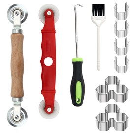 Coldairsoap Flat Spline Roller Tool 14 Pcs, 2PCS Screen Roller Tool - Spline Tool & 10PCS Screen Clips with 1P Groove Cleaning Brush Mesh Screen Spline Roller Repair Tools Kit for Window Screen