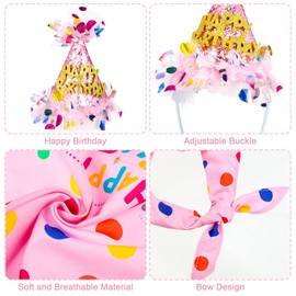 Weewooday Weewooday 4 Pieces Dog Birthday Outfits Dog Girl Bandana with Hat and Dress Girl Set, Puppy 1st Birthday Party Supplies, Cute Pink Cat Kitten Pet Tutu Skirt Costume Decoration for Small Medium Animal