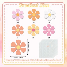 Vuzvuv 48Pcs Boho mini Flower Paper Cutouts with 100Pcs Glue Points,Flower Cut Outs Bulletin Board Decorations for Birthday Party Theme Decor Supplies