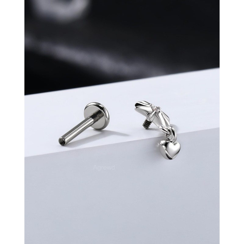 Agrewd Flat Back Cartilage Earring -G23 Solid Titanium Helix Earring