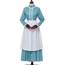 GRACEART Pioneer Woman Costume Colonial Prairie Dress for Women 100% Cotton