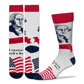 Historic United States Presidential Selfie Socks (One Size Fits Most) - Inspirational Quotes and Sayings (George Washington - I cannot tell a lie)