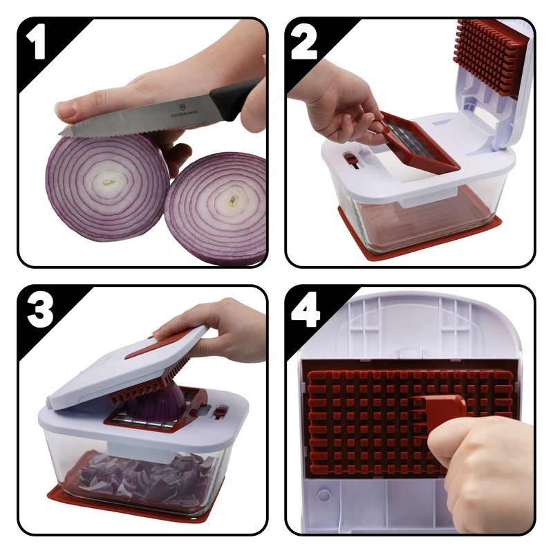 Valore Vegetable Chopper with 11-Cup Glass Food Container – Heavy