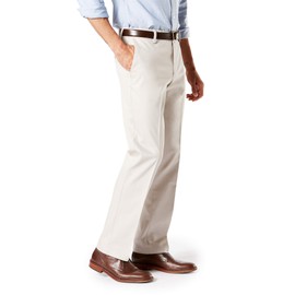 Dockers Men's Straight Fit Signature Lux Cotton Stretch Khaki Pant-Creased, Cloud, 30W x 32L
