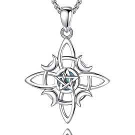 CELESTIA Protection Pentagram Chain 925 Silver Celtic Knot Pendant Necklace Wicca Witch Witch Jewellery Amulet Esoteric Gift Women, Sterling Silver, No Gemstone