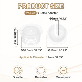 PATIKIL Bottle Adapter 0.59"/15mm, 25 Pcs Press in Bottle Adapter Plugs for Oral Dispensers Liquid Oil Plastic Glass Bottles Stopper, Clear