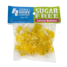 Howe Sugar Free Lemon Buttons, Hard Candy 5 oz Bag, Case of 12