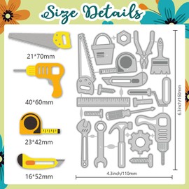 DELORIGIN Construction Tools Cutting Dies for Card Making, Repair Tools Carbon Steel Dies Stencils Scrapbooking Embossing Template Dies for Journal Photo Album Birthday Party Greeting Paper Card