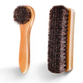 Horsehair Shoe Brush for Cleaning, Shoe Polish Brush Horse Hair Shoe Brush, Soft Shoe Shine Brush Shoe Cleaning Brush for Leather Shoes Boots & Sneakers (Light Brown)