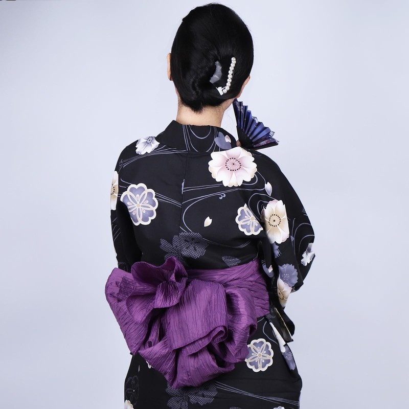 TOuWA Crinkled Waist Belt, Sash, Solid, Solid, Adult, Women's, Yukata,