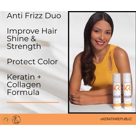 Keratin Republic Anti Frizz Shampoo & Conditioner DUO – Keratin + Collagen, Sulfate Free, Hydrating, Color Safe, Salt & Paraben Free (2 x 10.1 oz Bottles)