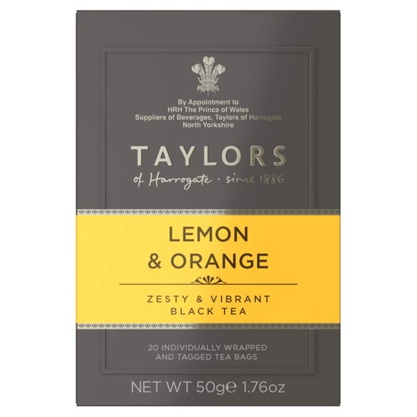 Taylors of Harrogate Lemon & Orange Black Tea, 20 Count (Pack of 6)