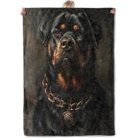 Aonimonis Cute Rottweiler Dog Throw Blanket Gifts for Women Adults Girls, Soft Fuzzy Warm Cozy Flannel Blankets for Bedroom, Travel, Couch, Home Decor 50x60 in