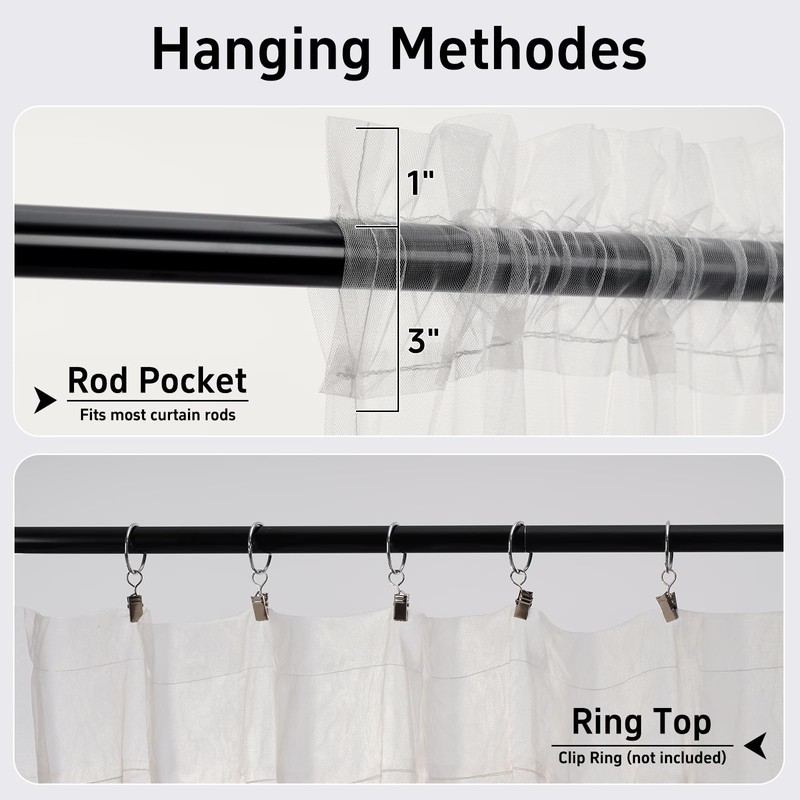 GFCC Voile Curtains, 72 Drop 2 Panels Cream Net Curtains