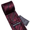 Barry.Wang Men Tie Red Black Stripes Silk Ties Pocket Sqaure