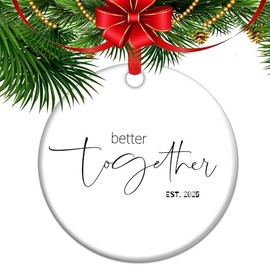 2025 Our First Christmas as Mr & Mrs Together - Christmas Wedding Decoration, Newlyweds Married Keepsake, Ceramic Ornament