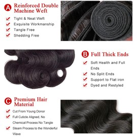 Body Wave Bundles Echthaar Tressen Zum EinnäHen Human Hair Bundles Weave Hair Bundles Menschenhaar Body Wave Bundles Double Strong Weft Weave Bundles Menschliches Haar Brasilianisches 12 14 16zoll