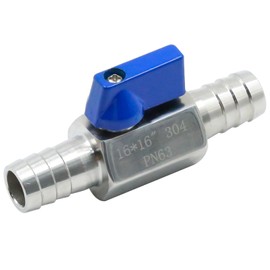 VIKKSAER 5/8” Hose ID Barb Mini Ball Valve, 304 Stainless Steel Shut Off Valve, for Water Fuel Drip Aquariums