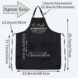 BDPWSS Eyebrow Artist Apron With Pockets Eyebrows Speak Louder Than Words Gift For Makeup Artist Gift Deaf Awareness ASL Gift (Eyebrows Speak APCA)