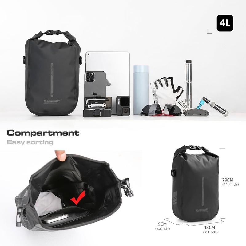 Rhinowalk Bike Front Pannier Fork Bag - Waterproof Bicycle Rack