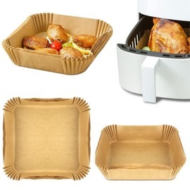 Air Fryer Parchment Paper Liners，50PCS Non-Stick Disposable Air Fryer Liners,6.3 Inch Square Baking Paper,Waterproof and Oil Proof, for Air Fryer Baking Roasting