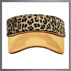 Buzz Selection CAP359 Women's Visor, Sun Visor, Hat, Leopard Pattern, Running, Sunshade, Brim, Flexible, Translucent, Braun