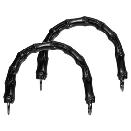 sourcing map 2 Pcs ABS Purse Handles 6" U-Shape Handbag Handle Replacement Accessories with Black Buckle for Handmade Crochet Bag Beach Straw Bag DIY Bags, Black