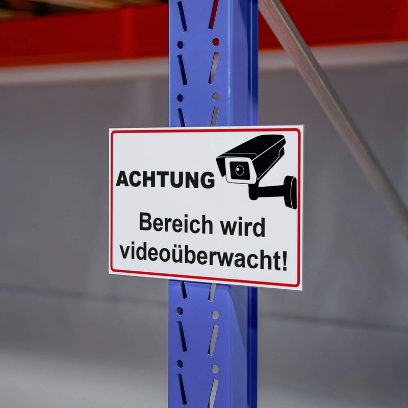 Sign "Achtung - Bereich wird videoüberwacht" (German Language) Aluminium /